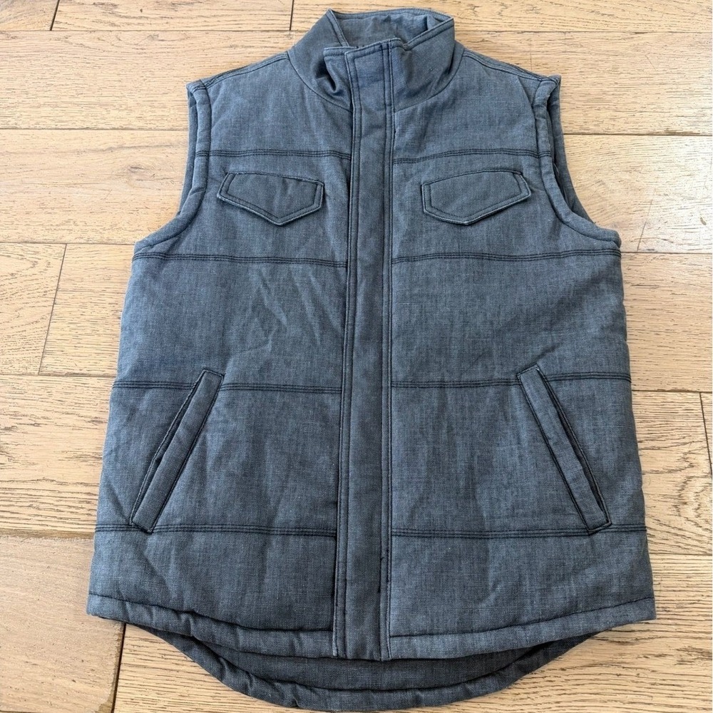 BKE Mens Puffer Vest Gray Full Zip Pockets Sleeveless Jacket Size: Medium (1217)